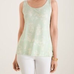 Chico's Touch of Cool Bouquet Polish Tank Top Olive 12/14 Large (Size 2)